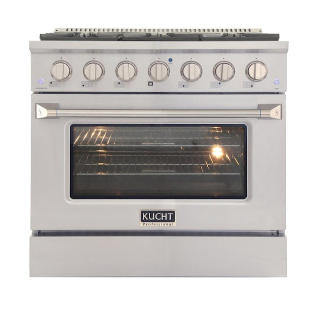 Kucht Professional 36 in. Propane Gas Burner/Electric Oven Range in Stainless Steel with Silver Knobs - KDF362/LP-S
