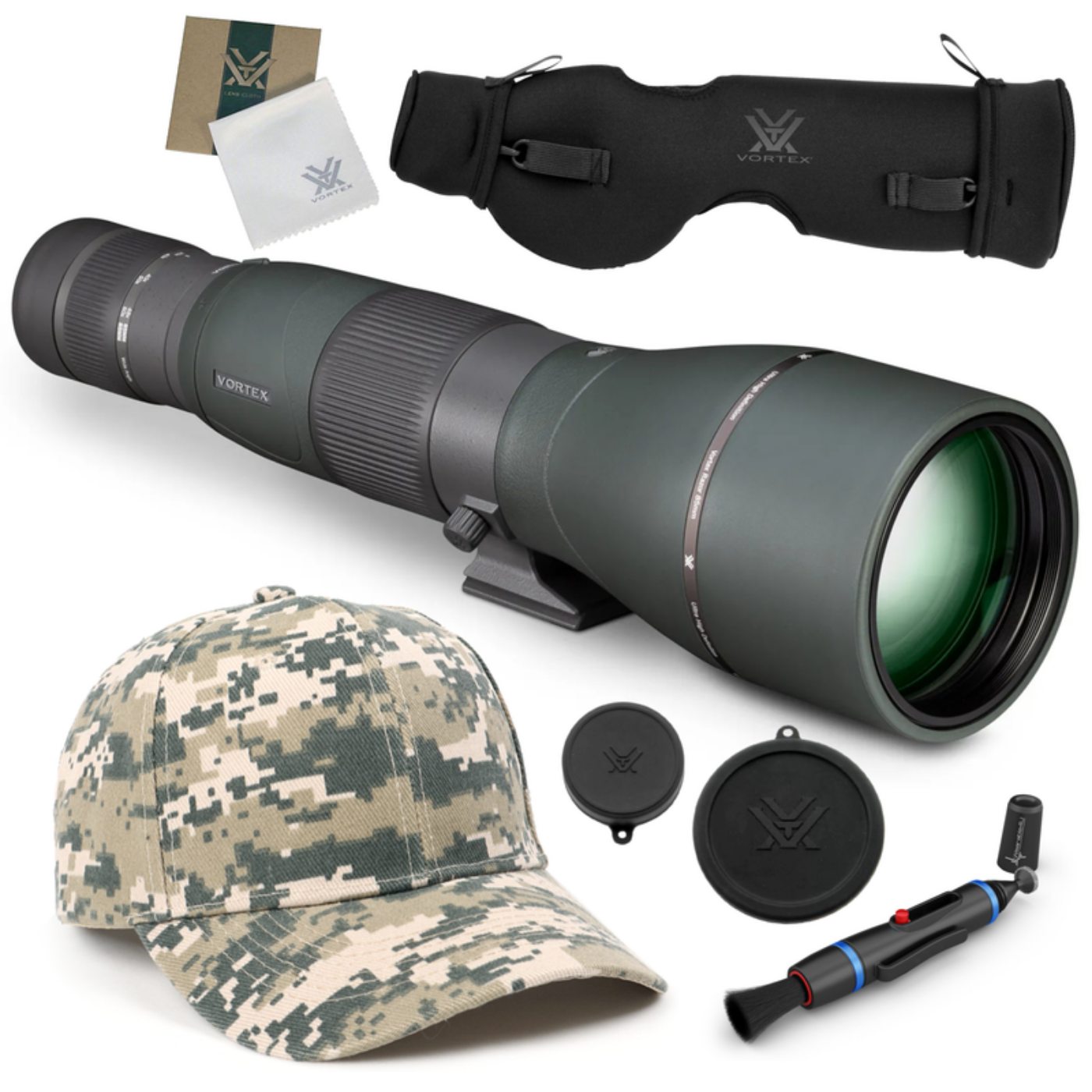 Vortex Optics Razor HD 27-60X85 Straight Spotting Scope with Free Hat and Lens Cleaning Pen Bundle - RS-85S