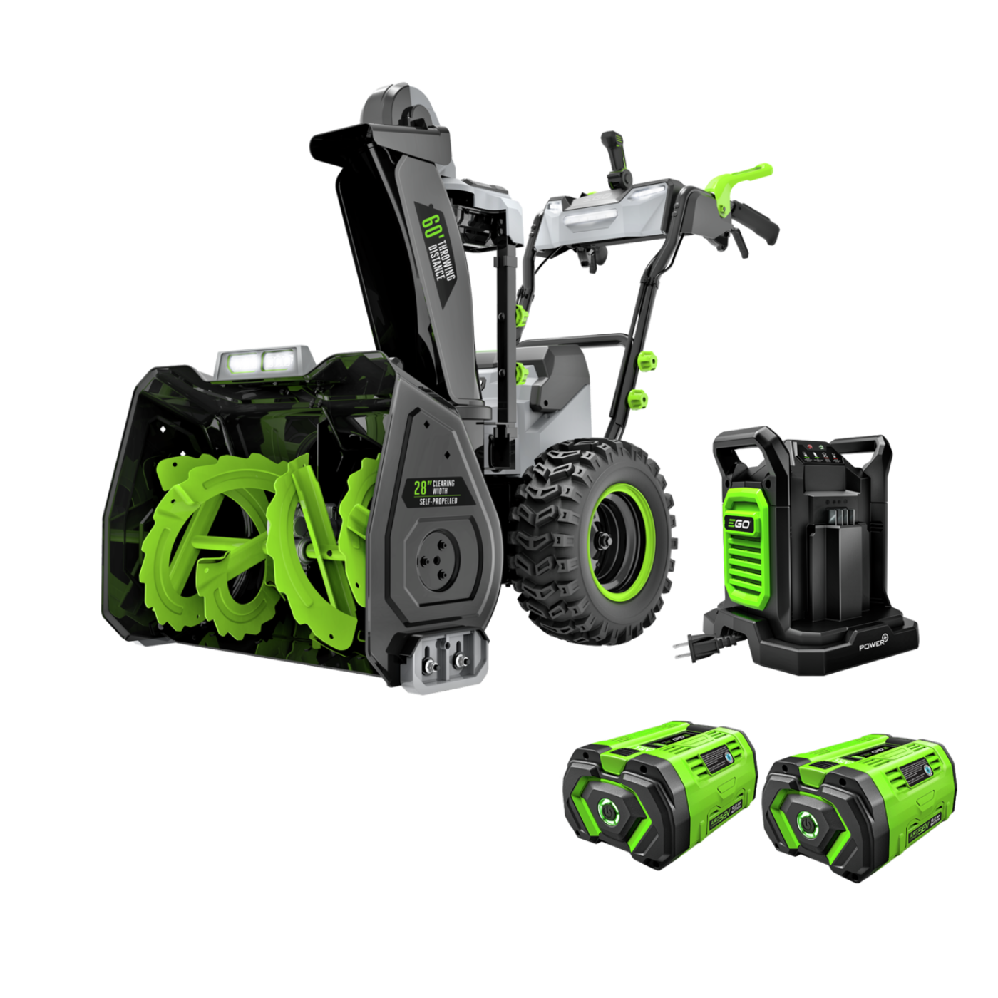 EGO Power+ 28 in. Self-Propelled 2-Stage Snow Blower with Peak Power and 2 x 12.0 Ah Batteries and Dual Port Charger - SNT2807