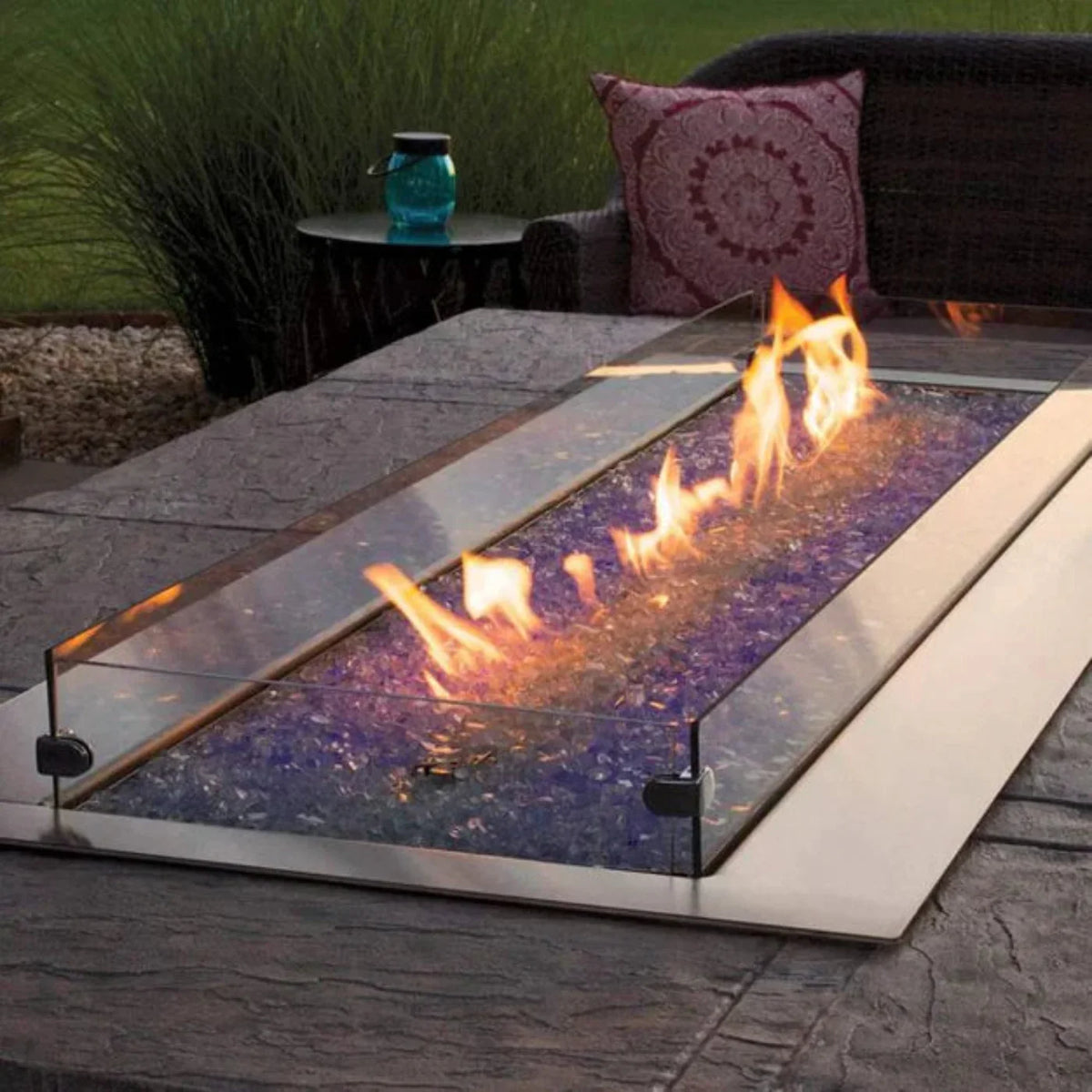 Tall Wind Deflector Glass for Carol Rose 48" Linear Fire Pit - WG484LT