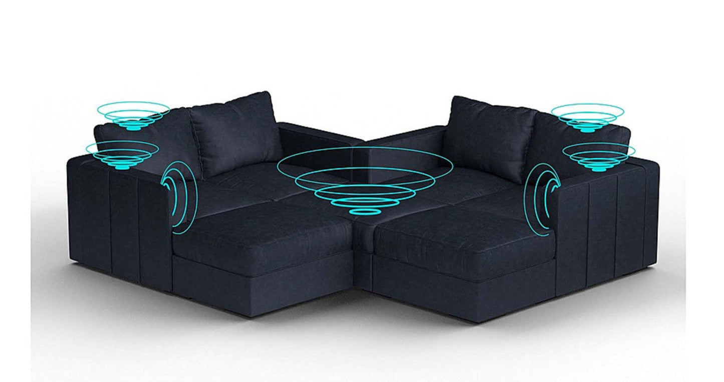Lovesac – 7 Seats + 8 Sides Corded Velvet & Standard Foam with 6 Speaker Immersive Sound + Charge System – Midnight Navy - 1772604920776_902