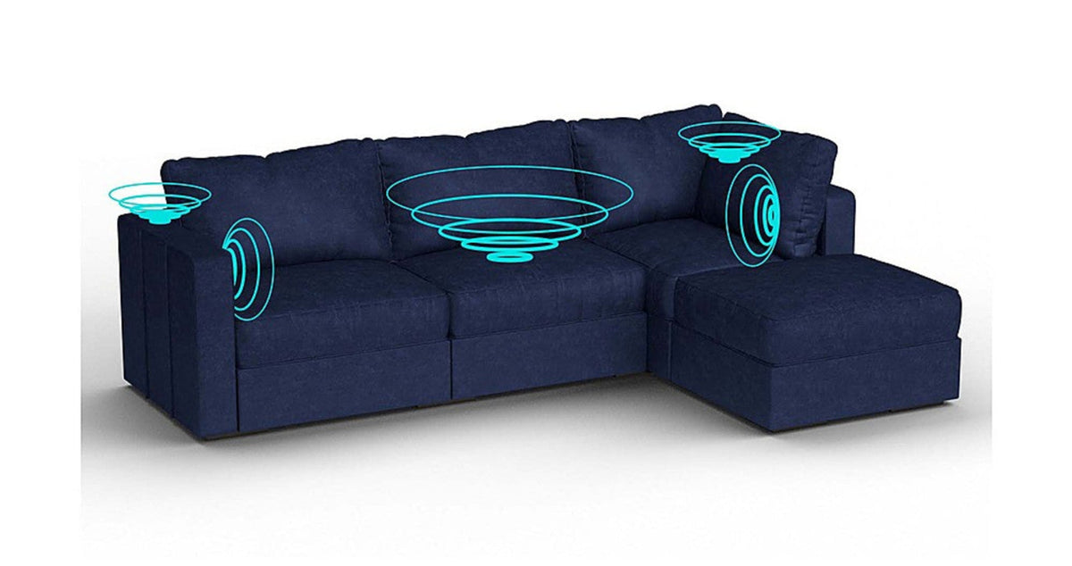 Lovesac – 4 Seats + 5 Sides Corded Velvet & Standard Foam with 6 Speaker Immersive Sound + Charge System – Sapphire Navy - 1772603003893_589