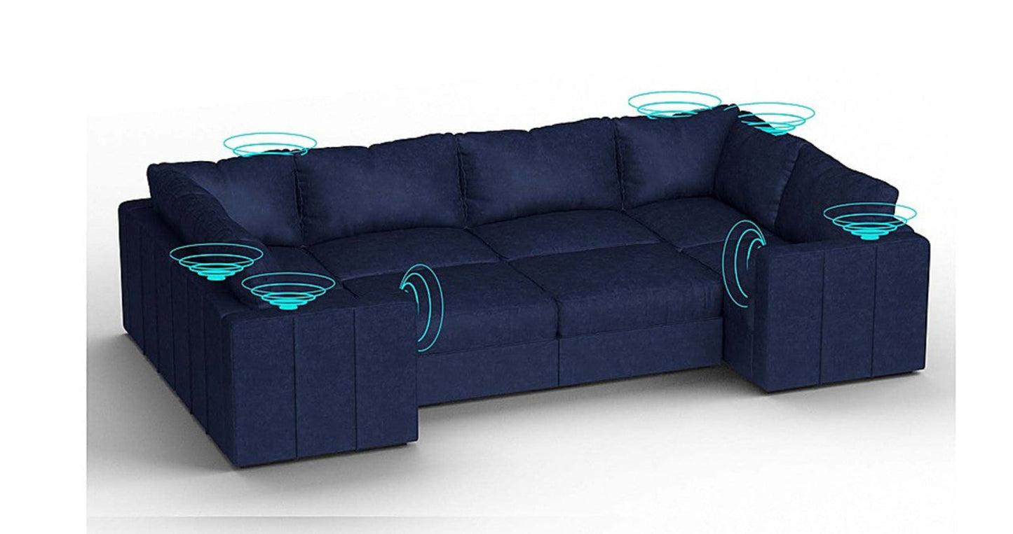Lovesac – 8 Seats + 10 Sides Corded Velvet & Lovesoft with 8 Speaker Immersive Sound + Charge System – Sapphire Navy - 1772602963076_609
