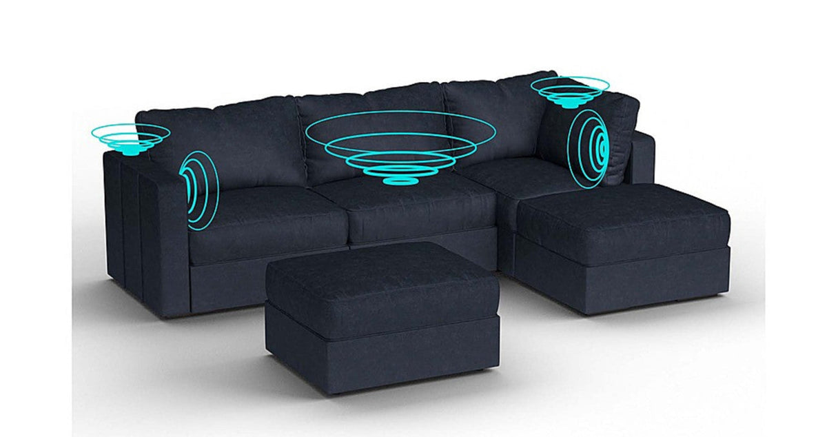Lovesac – 5 Seats + 5 Sides Corded Velvet & Lovesoft with 6 Speaker Immersive Sound + Charge System – Midnight Navy - 1772860086023_269