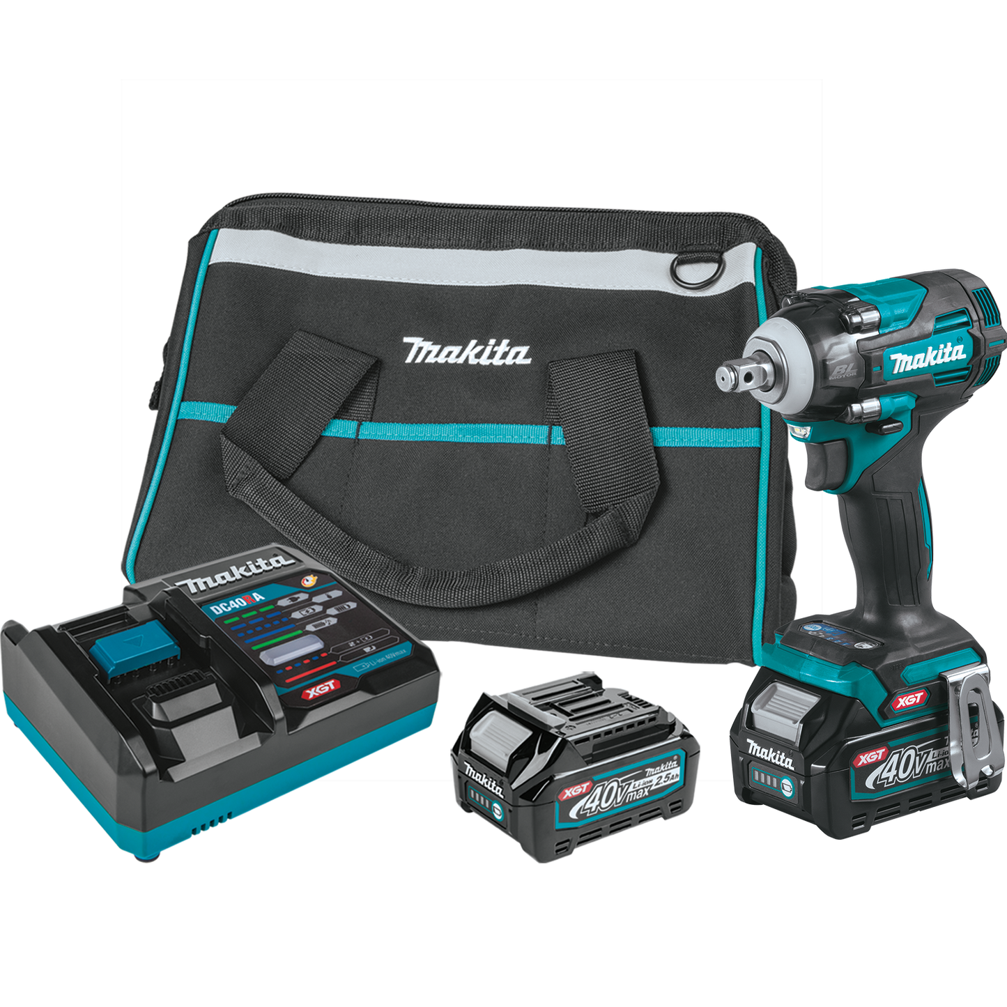 Makita 40V MAX XGT Brushless Cordless 4-Speed 1/2 In. Sq. Drive Impact Wrench Kit w/ Friction Ring Anvil (2.5Ah) - GWT04D