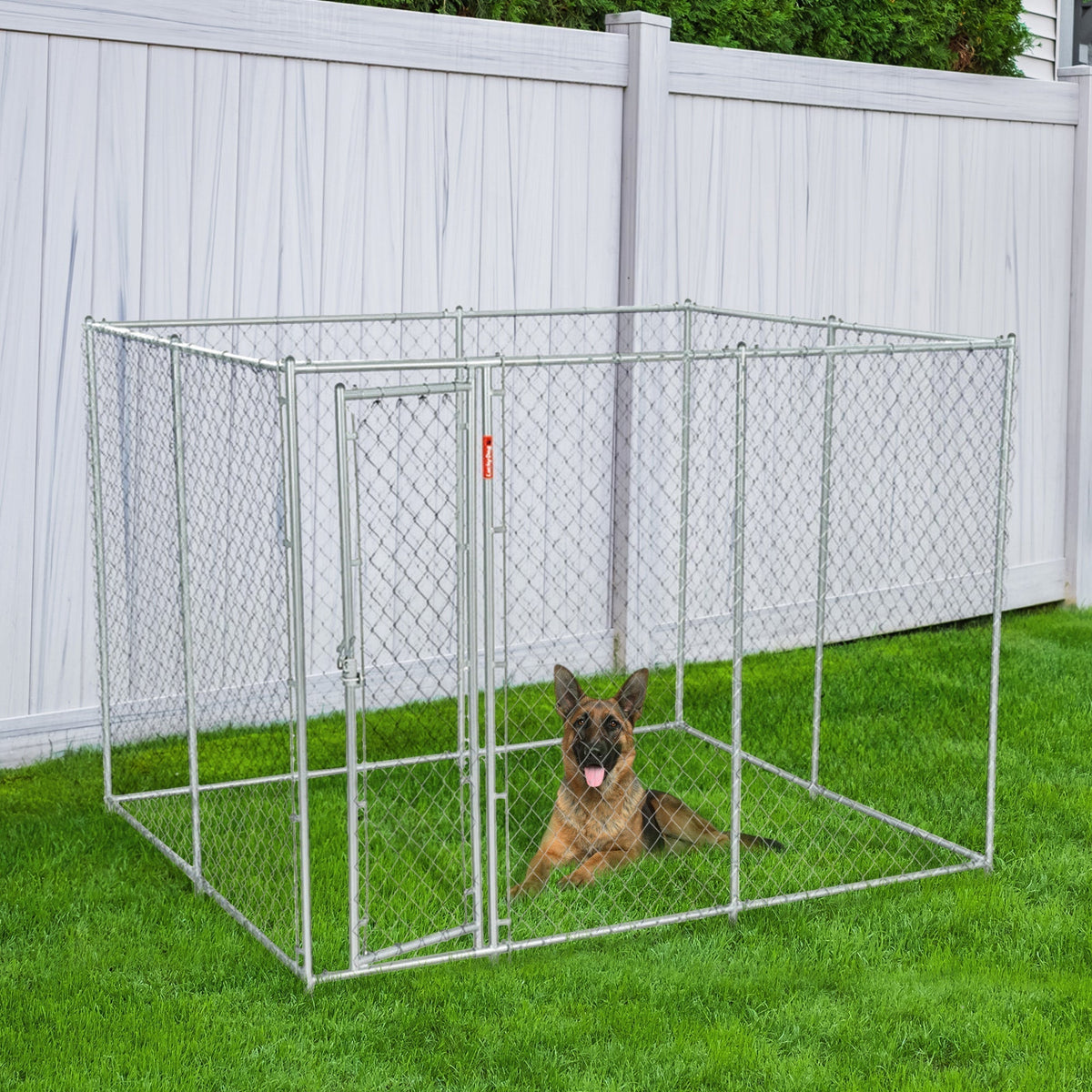 Lucky Dog Adjustable 10' x 5' x 6' Heavy Duty Chain Link Dog Kennel Enclosure - 117259