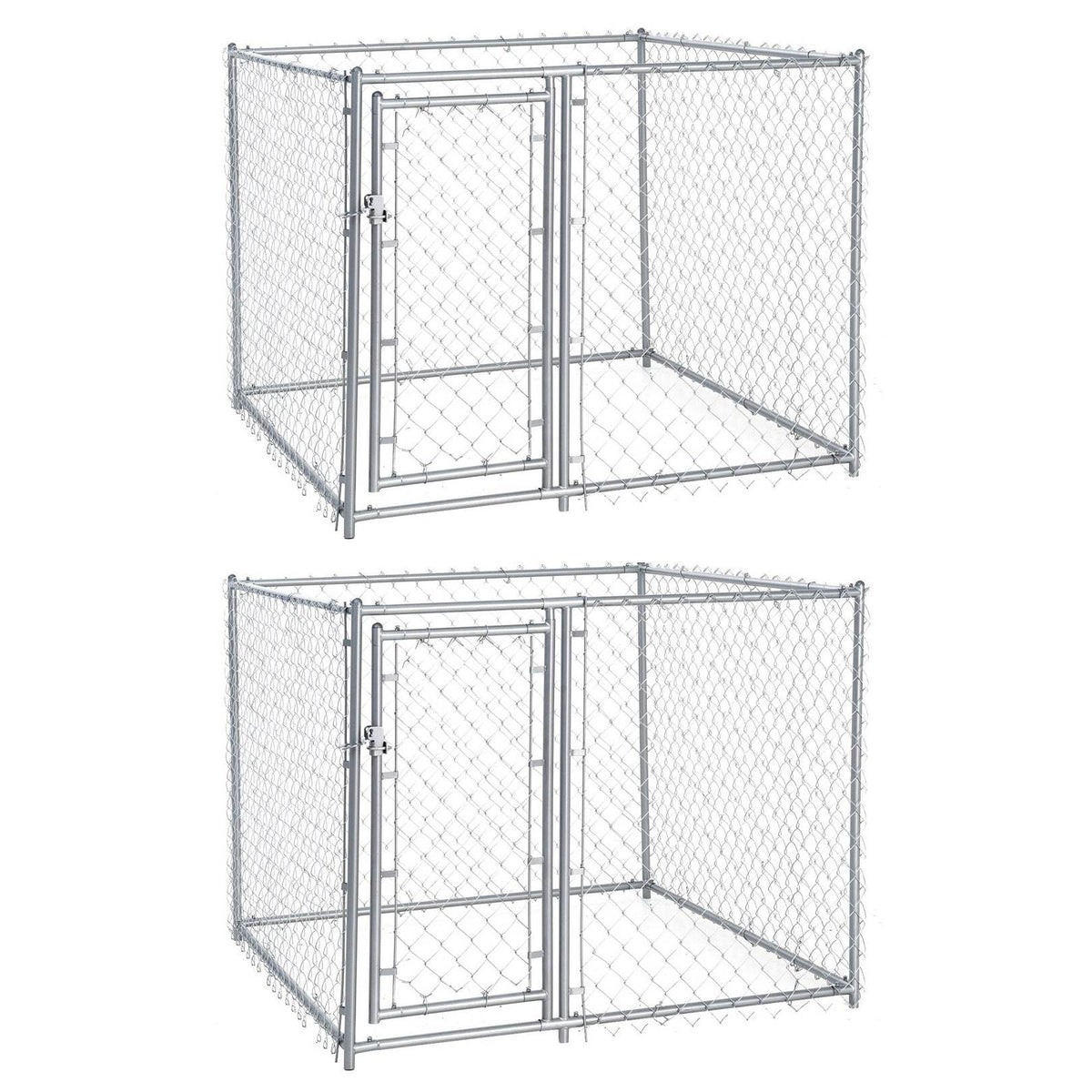 Lucky Dog 5 x 5 x 4 Foot Heavy Duty Outdoor Chain Link Dog Kennel (2 Pack) - 125137