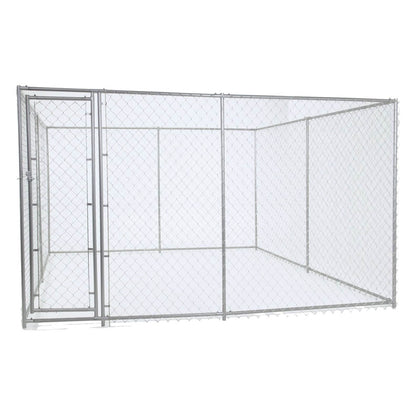 Lucky Dog 10 x 10 Ft Outdoor Steel Chain Link Dog Kennel & Waterproof Roof Cover - 126758