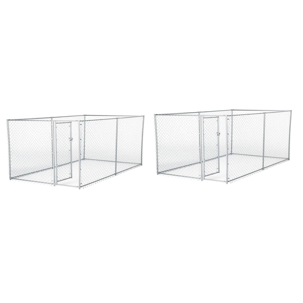 Lucky Dog 10 x 5 x 4 Foot Heavy Duty Outdoor Chain Link Kennel Enclosure (2 Pk) - 130240