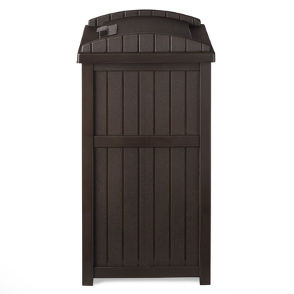 Suncast Trash Hideaway Outdoor 33 Gallon Garbage Waste Can Bin, Java (10 Pack) - 173821