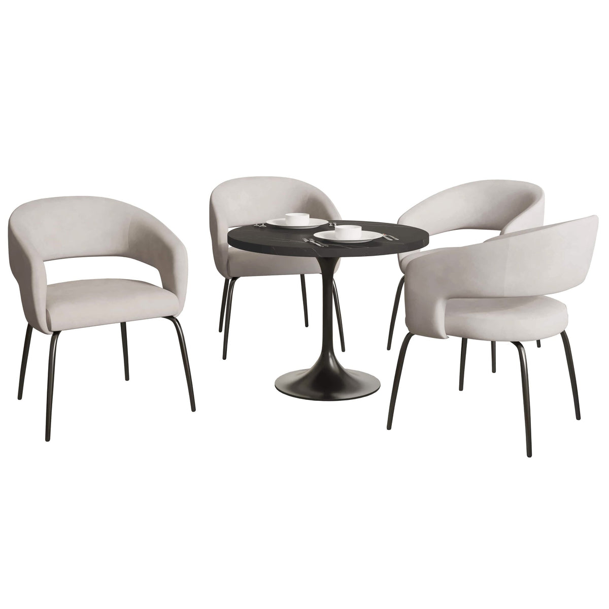 Char-Griller Verve 5-Piece Dining Set with 36" Round Dining Table in Black MDF Top and 4 Dini - 1769759199631_824