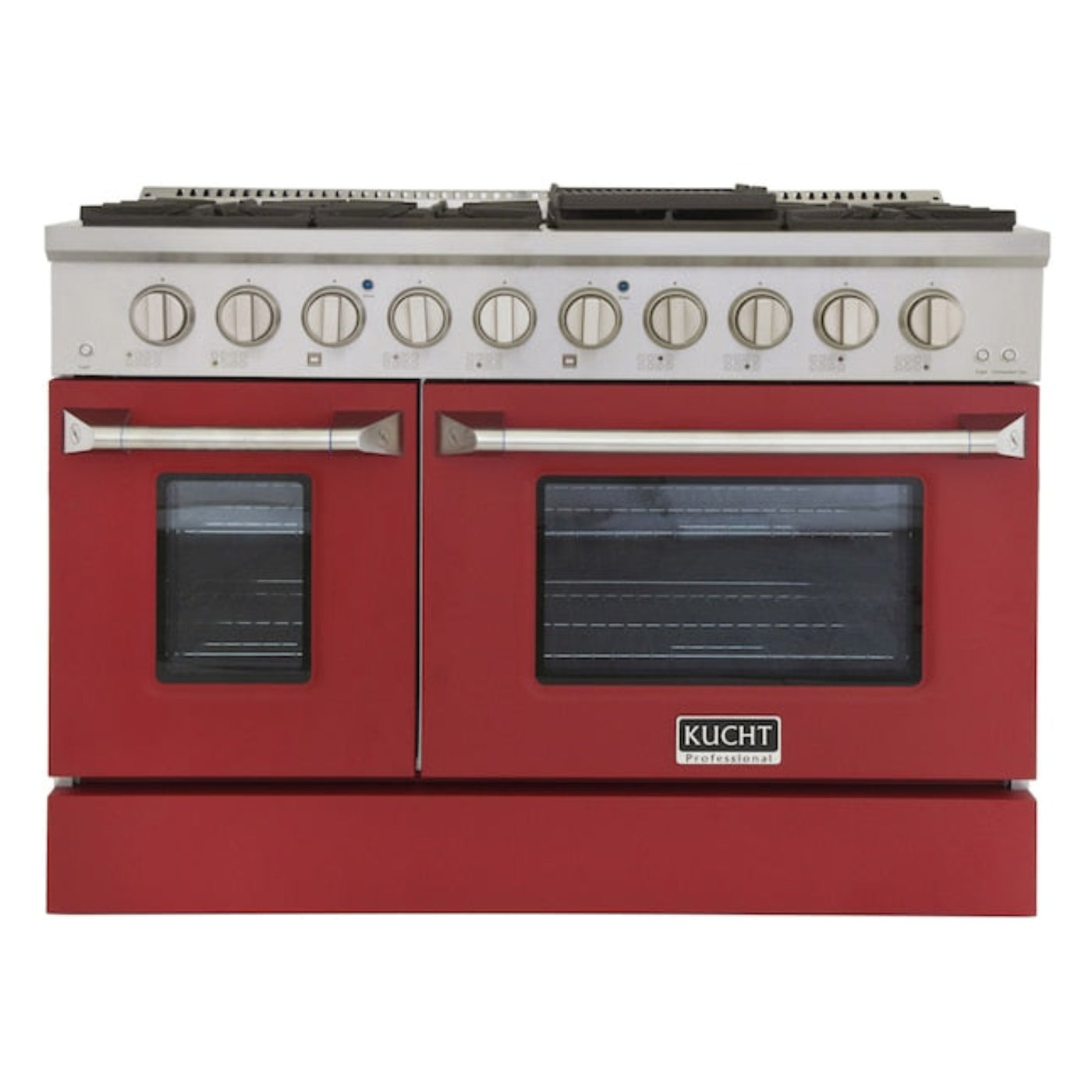 Kucht Professional 48 in. 6.7 cu ft. Natural Gas Range with Red Door and Silver Knobs - KNG481-R