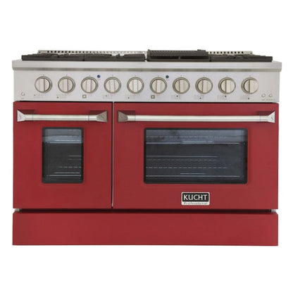 Kucht Professional 48 in. 6.7 cu ft. Natural Gas Range with Red Door and Silver Knobs - KNG481-R