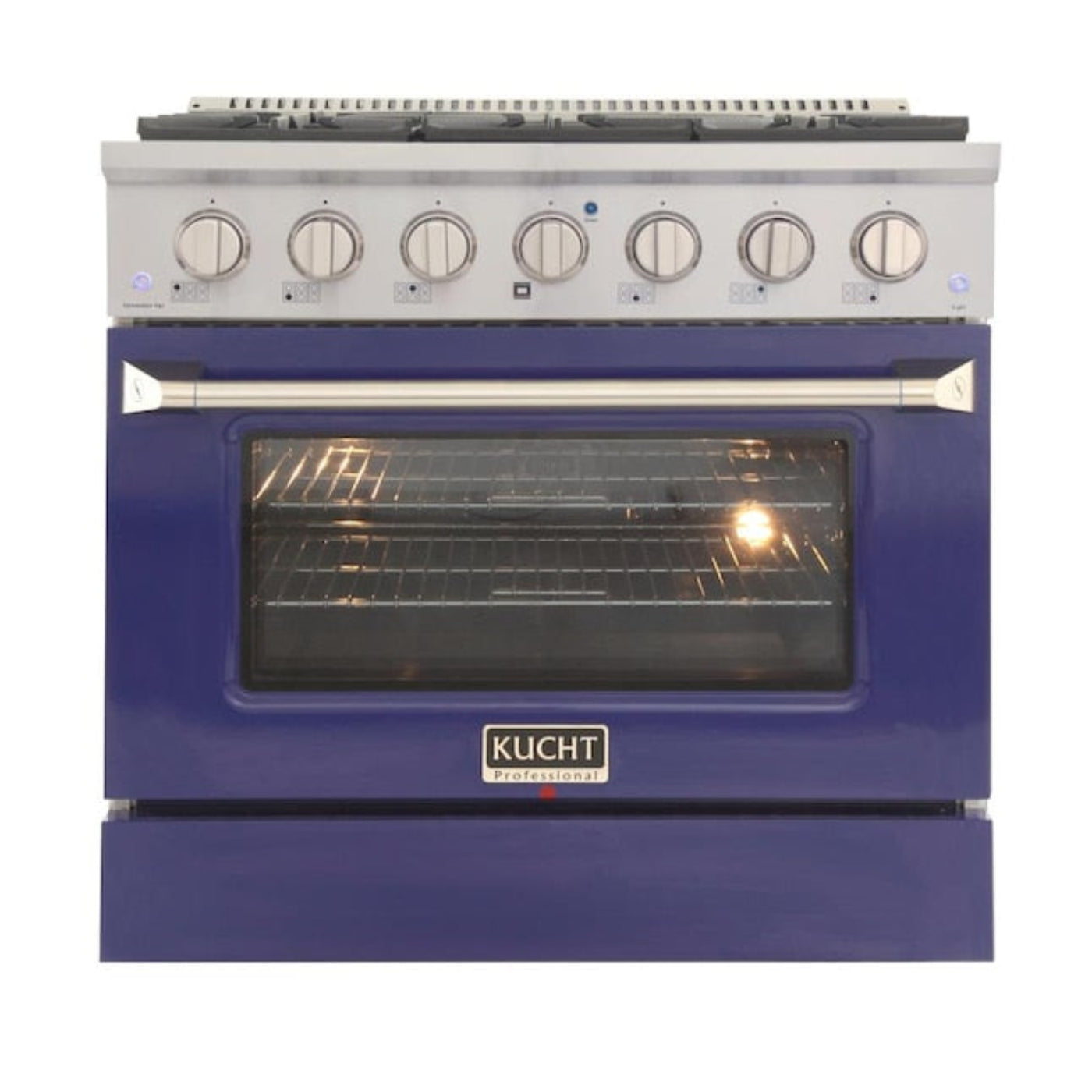 Kucht Professional 36 in. 5.2 cu ft. Propane Gas Range with Blue Door and Silver Knobs -  KNG361/LP-B