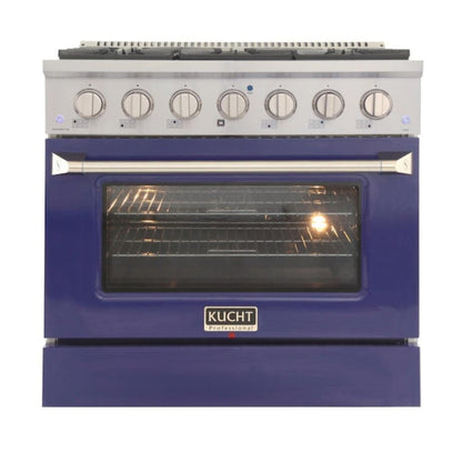 Kucht Professional 36 in. 5.2 cu ft. Propane Gas Range with Blue Door and Silver Knobs -  KNG361/LP-B