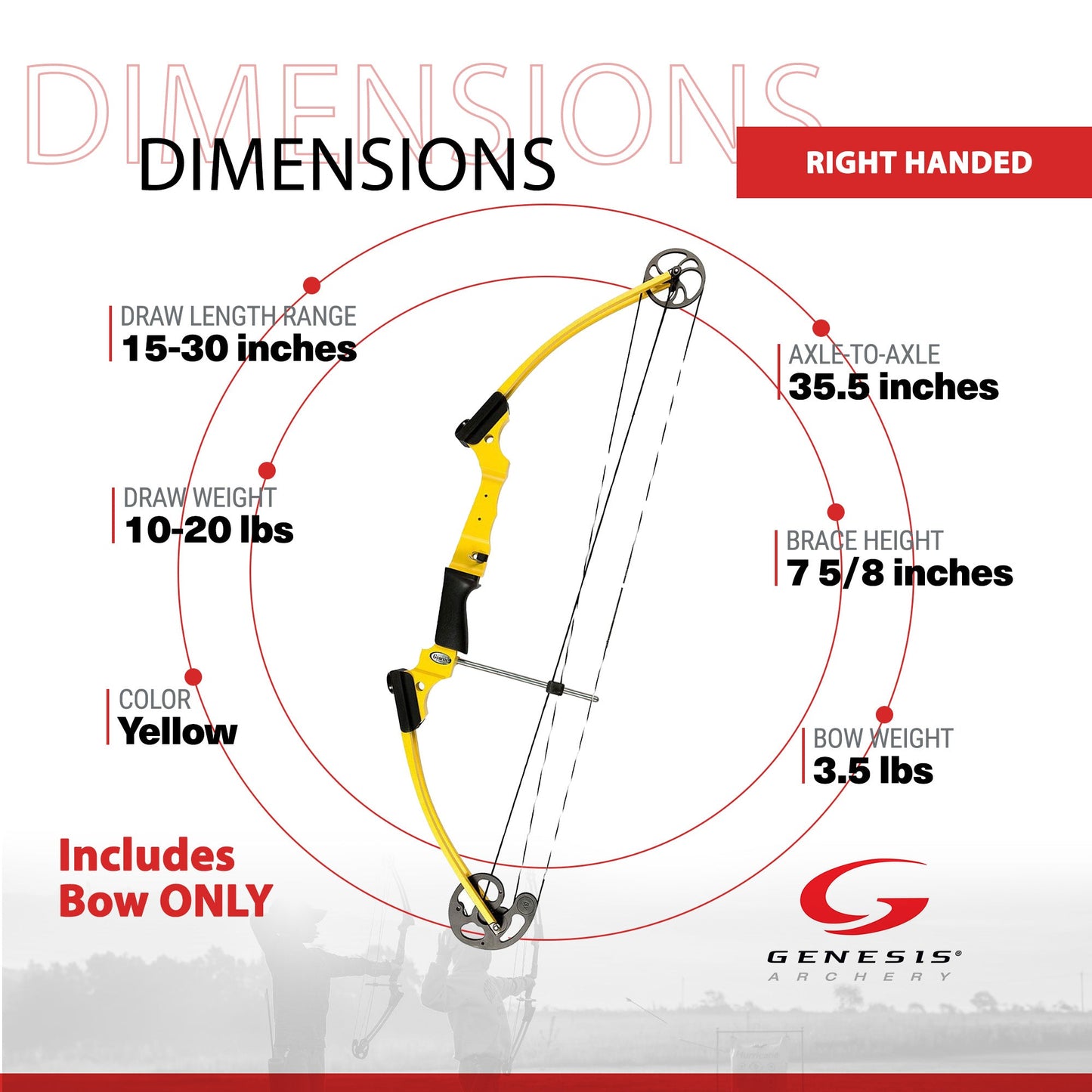 Genesis Archery Original Adjustable Right Handed Compound Bow, Yellow (5 Pack) - 323573