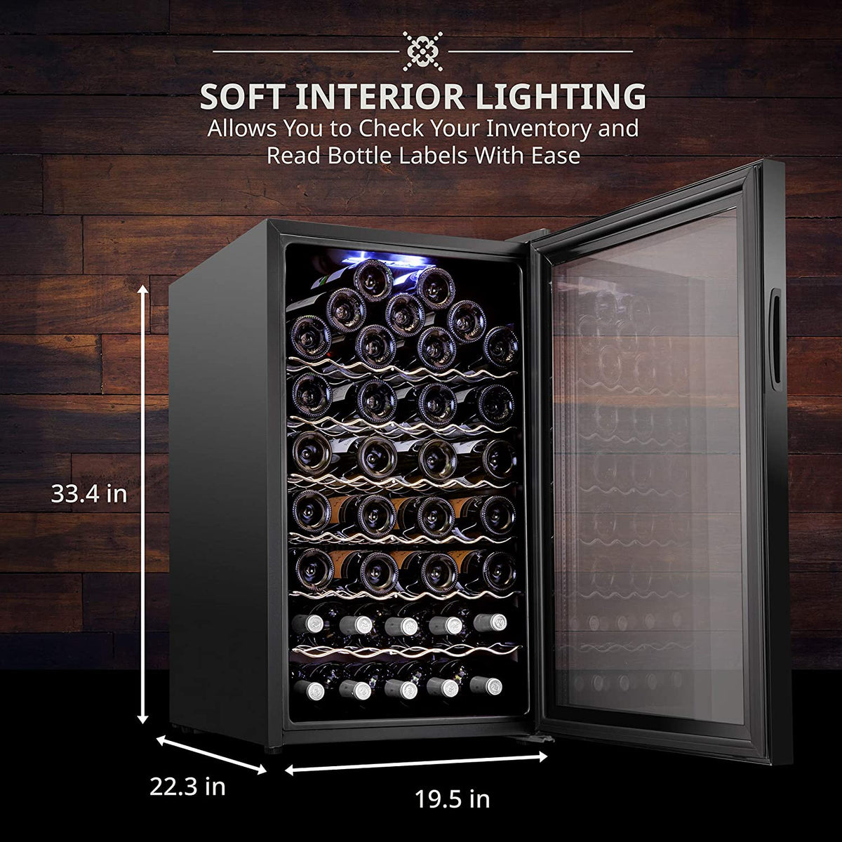 Ivation 51 Bottle Compressor Wine Refrigerator, Freestanding Wine Cooler with Lock, Black - IVFWCC511LB
