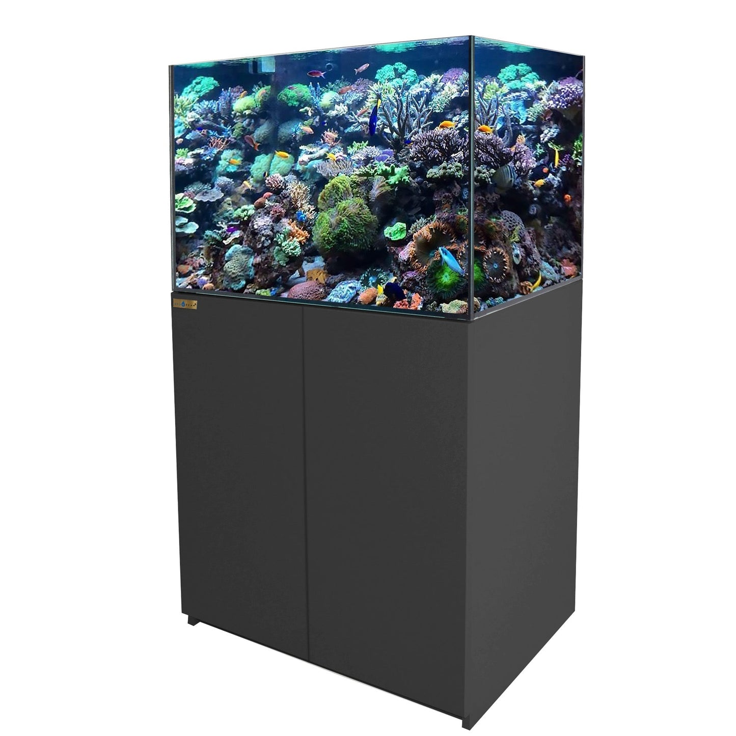 Aqua Dream 100 Gallon Coral Reef Aquarium Tank with Ultra Clear Glass and Built in Sump All Black REEF-900-BK - REEF-900-BK