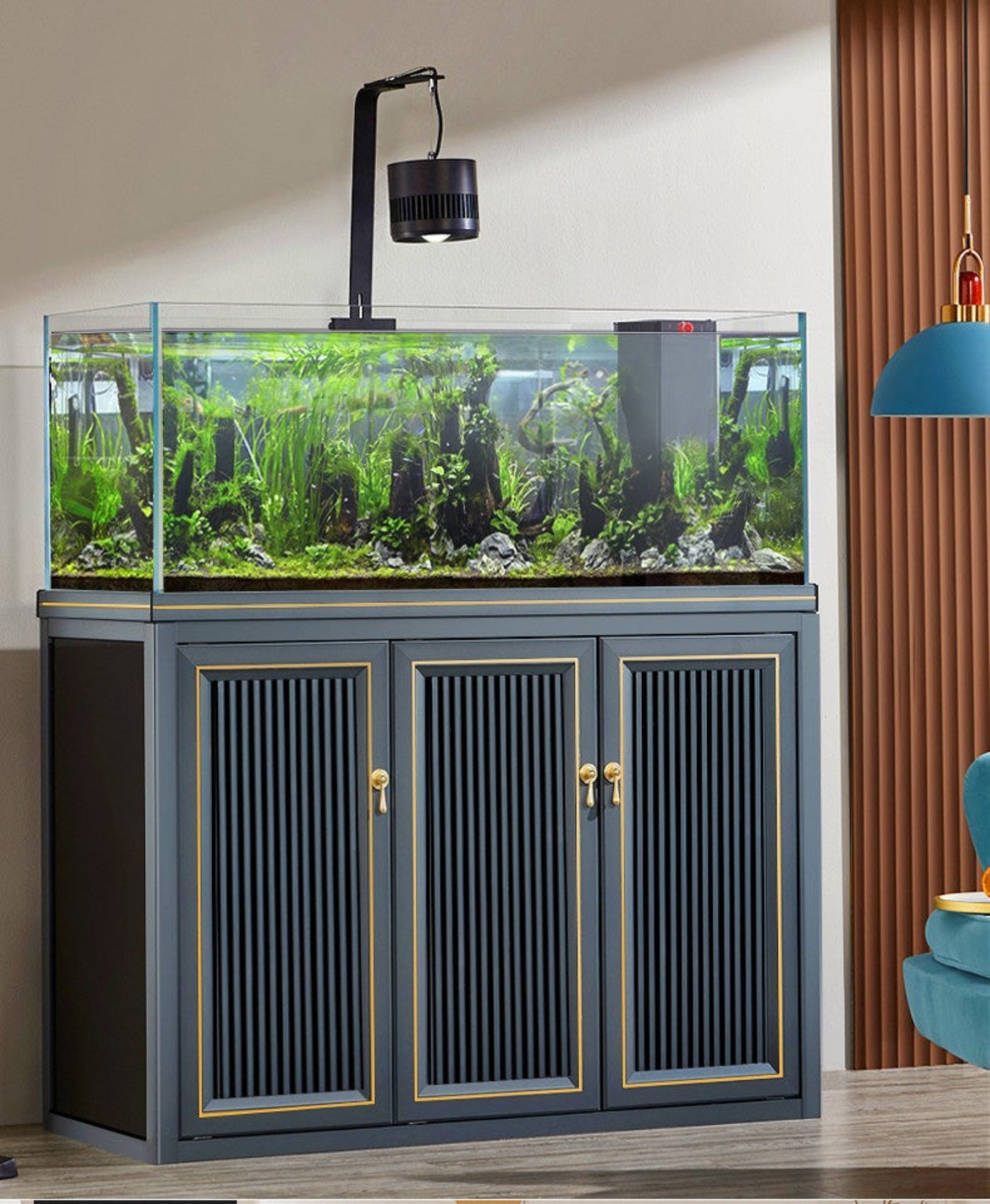 Aqua Dream 175 Gallon Plants Ranchu Aquarium with Ultra Clear Glass and Built in Sump All Black - AD-1560-RANCHU