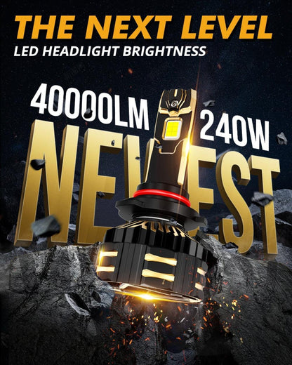 Auxbeam 9005+9006 LED Headlight Bulbs 240W 40000LM GX-ULTRA Series 6500K Cool White | 4 Bulbs - GP00010784