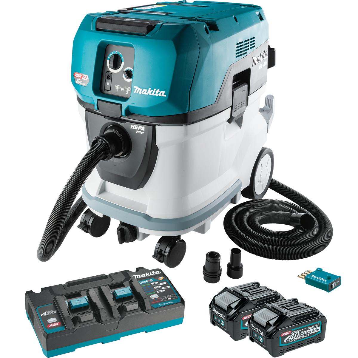 Makita 80V maxXGT Brushless Cordless 10 Gallon HEPA Filter Wet/Dry Dust Extractor/Vacuum Kit, AWS - GCV07PMU