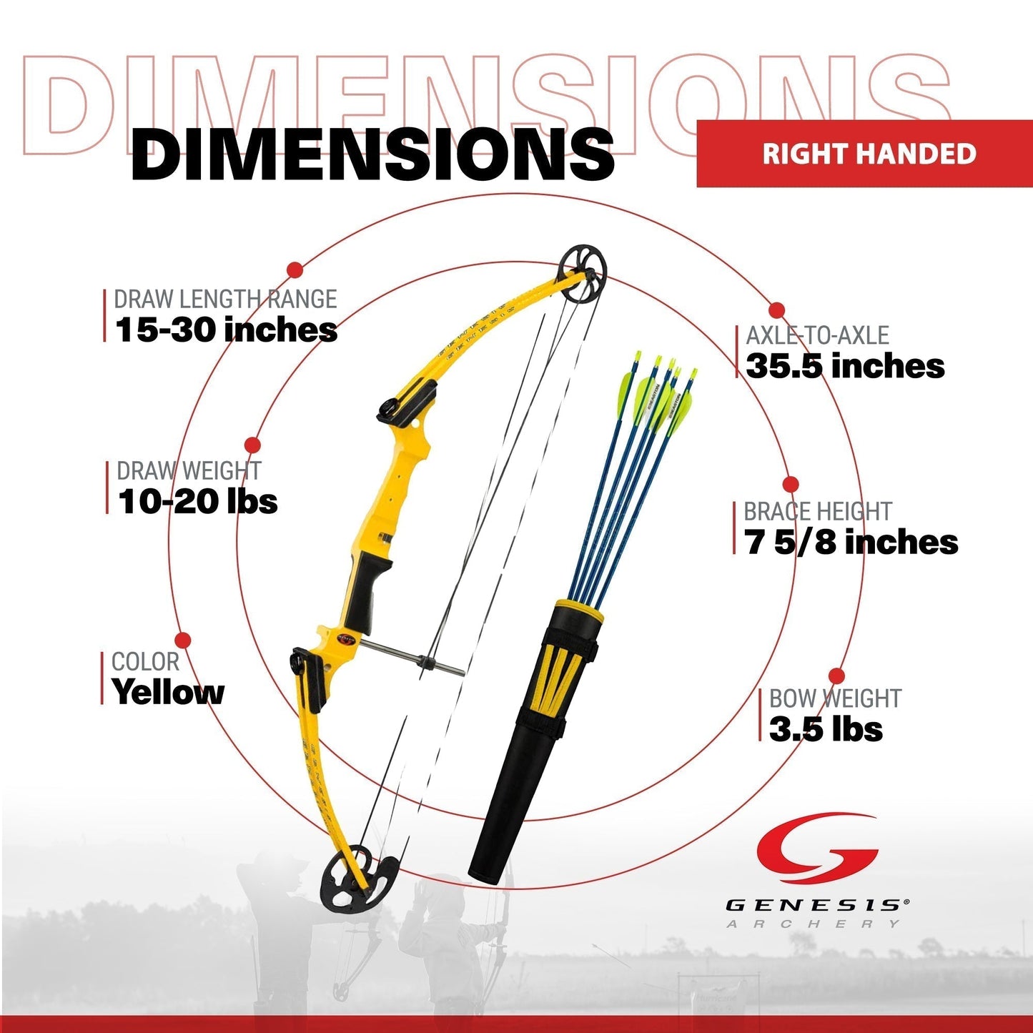 Genesis Archery Original Right Hand Compound Bow Kit w/Arrows & Quiver (5 Pack) - 323587