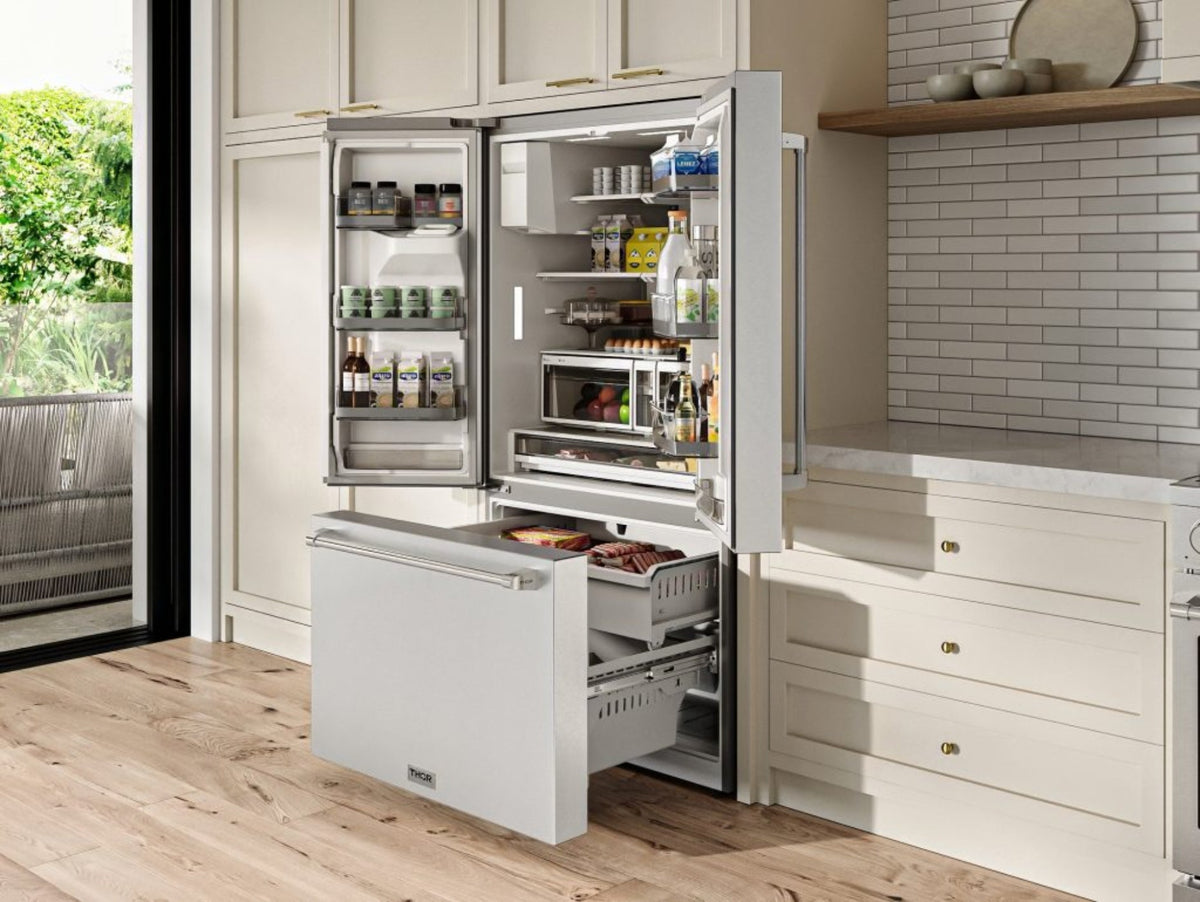 Thor Kitchen 36 Inch Professional French Door Refrigerator with Ice and Water Dispenser – Model - TRF3628FFD