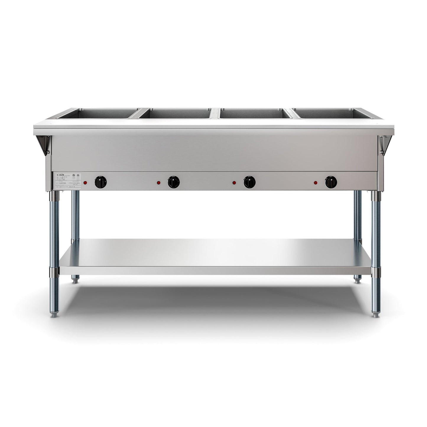 KOOLMORE Four Pan Open Well Electric Steam Table with Undershelf, KM-OWS-4. - KMOWS4