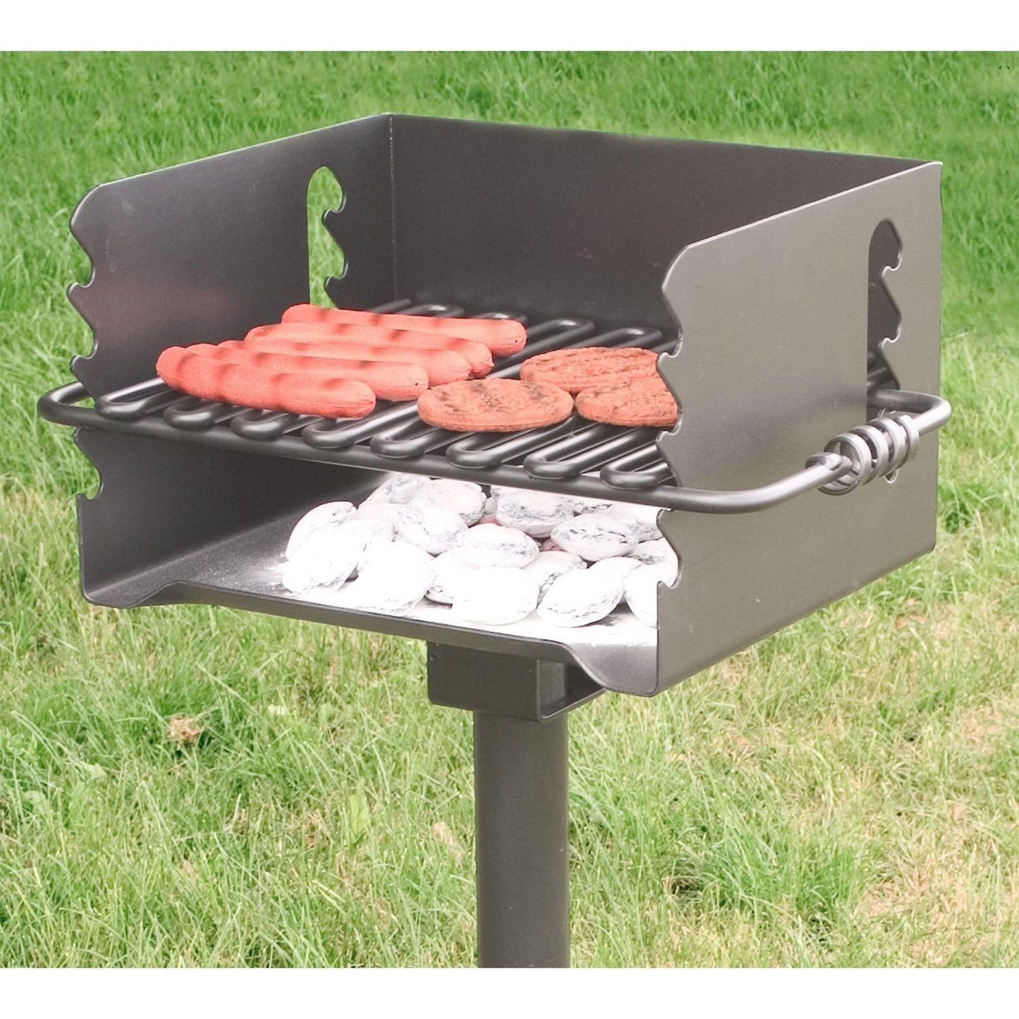 Pilot Rock CBP-135 Park Style Outdoor BBQ Charcoal Grill with Swivel, 6 Pack - 415879