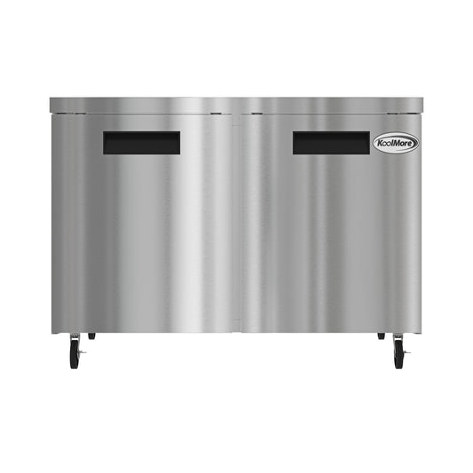 KOOLMORE KMUCR2DSS 48 in. Two Door Commercial Undercounter Refrigerator in Stainless-Steel 11 cu. ft.  - KM-UCR-2DSS
