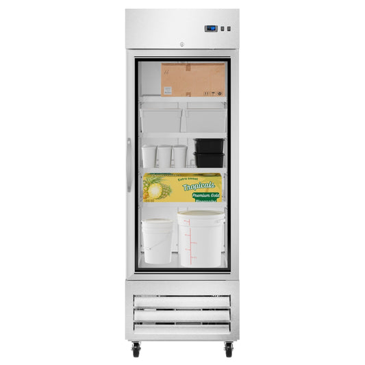 KOOLMORE 27 in. Commercial One Glass Door Convertible Reach-In Refrigerator/Freezer with 23 Cu. Ft. Capacity in Stainless Steel, ETL Listed  - KM-RIC-1DGD