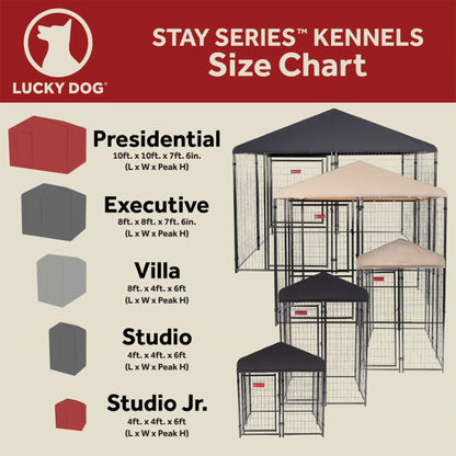 Lucky Dog STAY Series Presidential 10 x 10 x 6 Ft Steel Frame Dog Kennel, Khaki - 265241