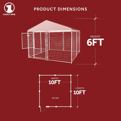 Lucky Dog STAY Series Presidential 10 x 10 x 6 Ft Steel Frame Dog Kennel, Khaki - 265241