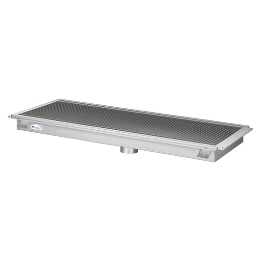 KOOLMORE 18" x 42" Stainless Steel Floor Trough Drain, 14-Gauge with Subway-Style Grating & Removable Drain Basket, NSF Listed  - KMFTG1842