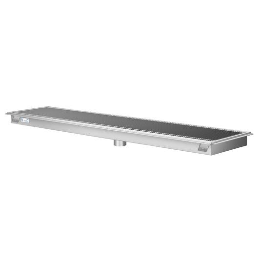 KOOLMORE 18" x 72" Stainless Steel Floor Trough Drain, 14-Gauge with Subway-Style Grating & Removable Drain Basket, NSF Listed  - KMFTG1872