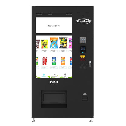 KOOLMORE KMVMRWT48BR 41 in. Refrigerated Snack Vending Machine with 48 Slots and Ample 49 in.Touch Display, Bill Acceptor, Credit Card Reader, Wifi, and 4G Connectivity in Black - KMVMRWT48BR