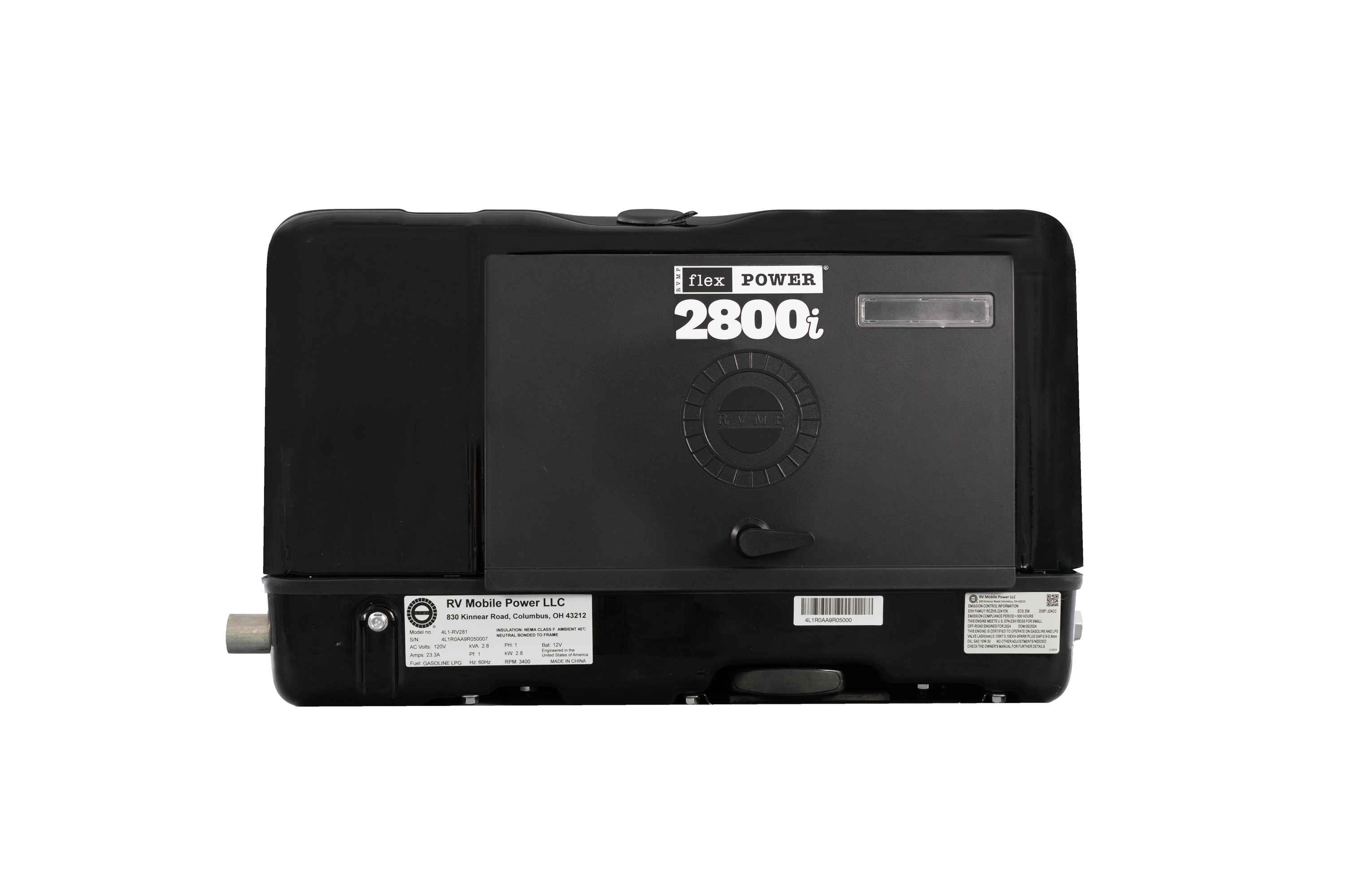 RVMP Flex Power 2800i | 2800 Watt Dual-Fuel Installed RV Generator -, 4LI-RV281