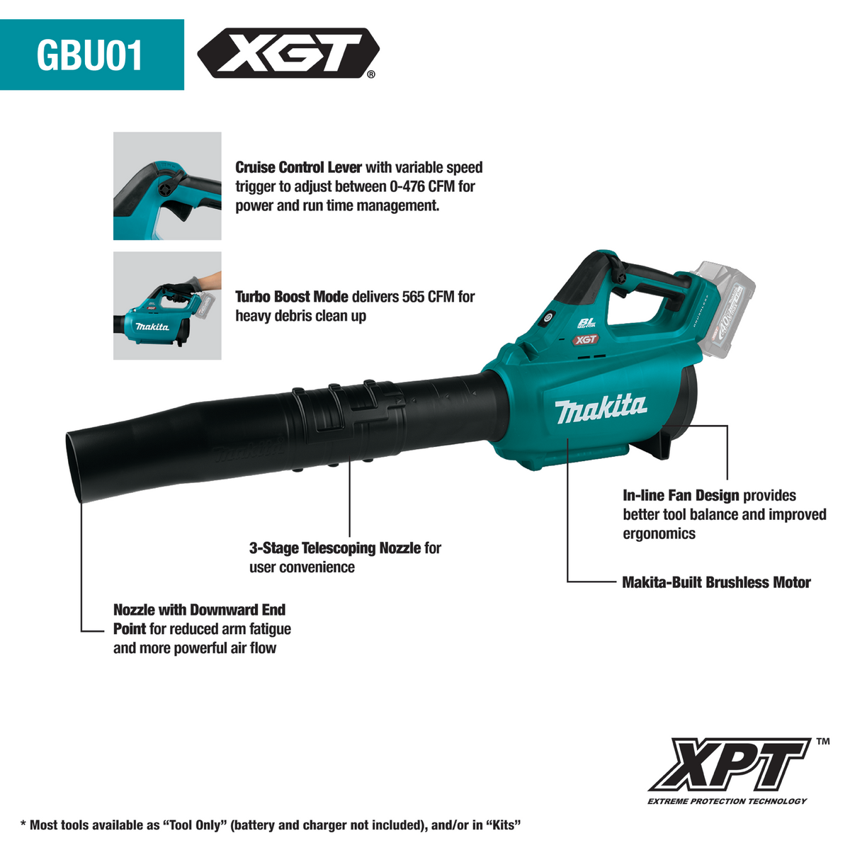 Makita GCU06T1 40V MAX XGT 18 In. 5.0Ah Chainsaw Kit & FREE Makita GBU01Z