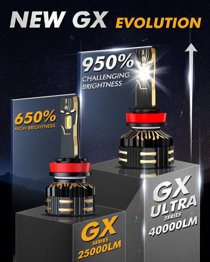 Auxbeam H11+H11 LED Headlight Bulbs 240W 40000LM GX-ULTRA Series 6500K Cool White | 4 Bulbs - GP00010786