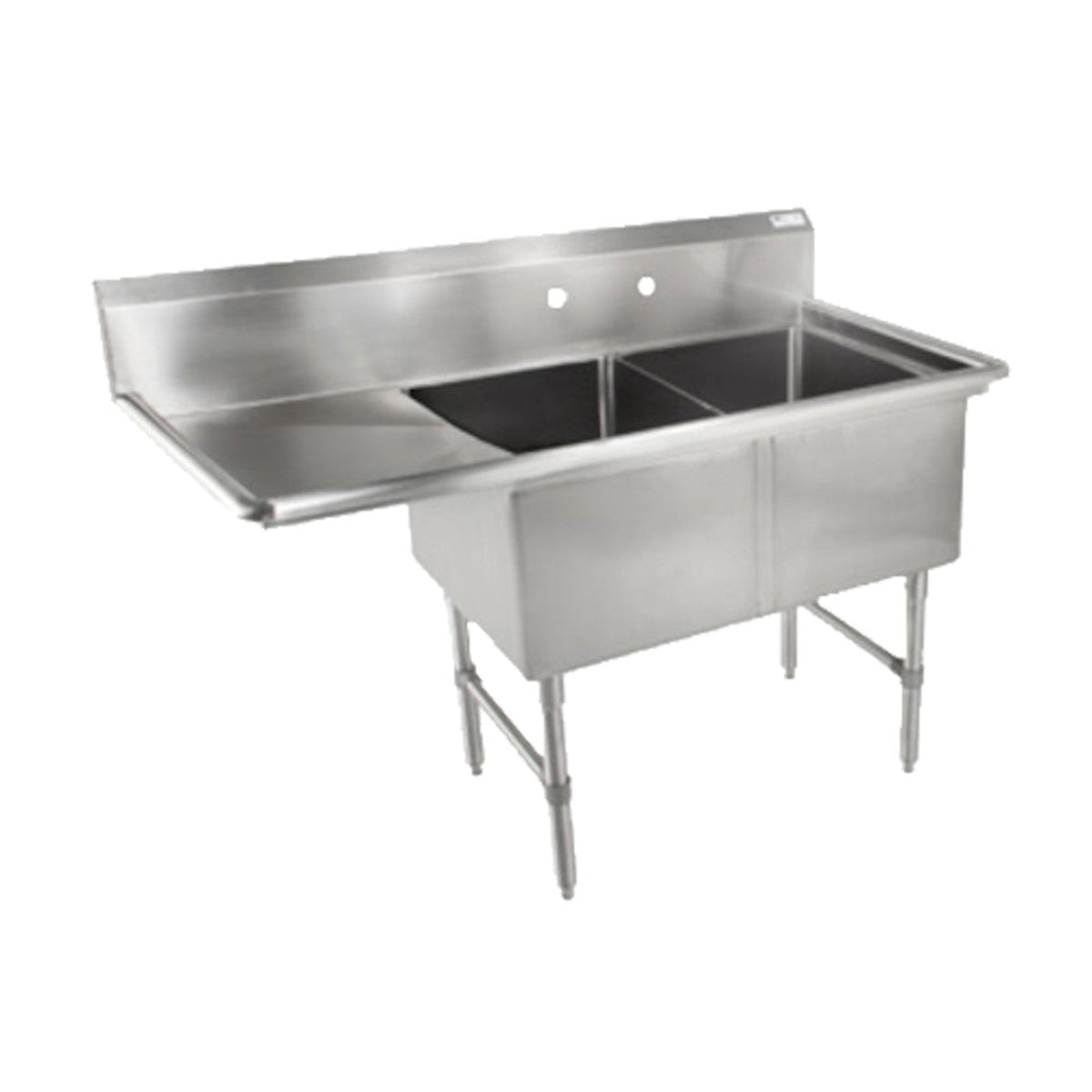 John Boos 2B16204-1D18L Two Compartment Sink with 18" Left Drainboard - JB2B162041D18L