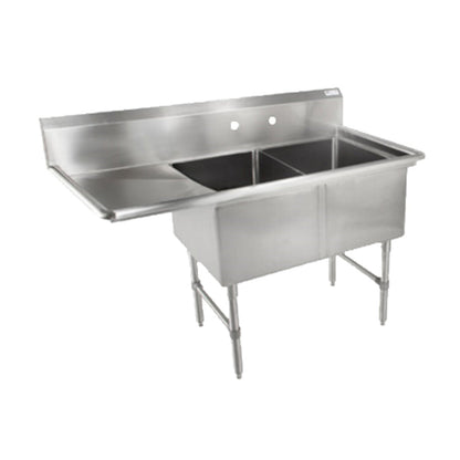 John Boos 2B16204-1D18L Two Compartment Sink with 18" Left Drainboard - JB2B162041D18L