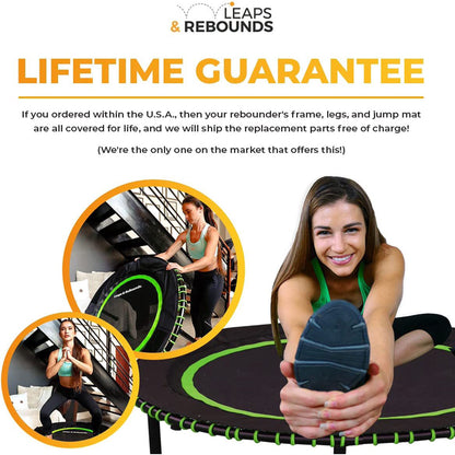 LEAPS & REBOUNDS 48" Adjustable Stability Bar with 48" Fitness Trampoline, Blue - 318052