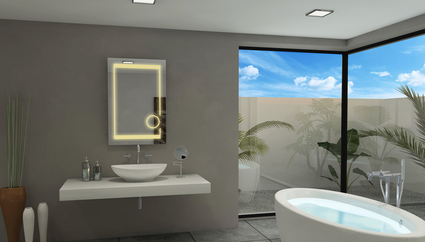 Paris Mirror 24" x 32" Rectangle Aurora Illuminated Mirror 3000K - AUROX24323000