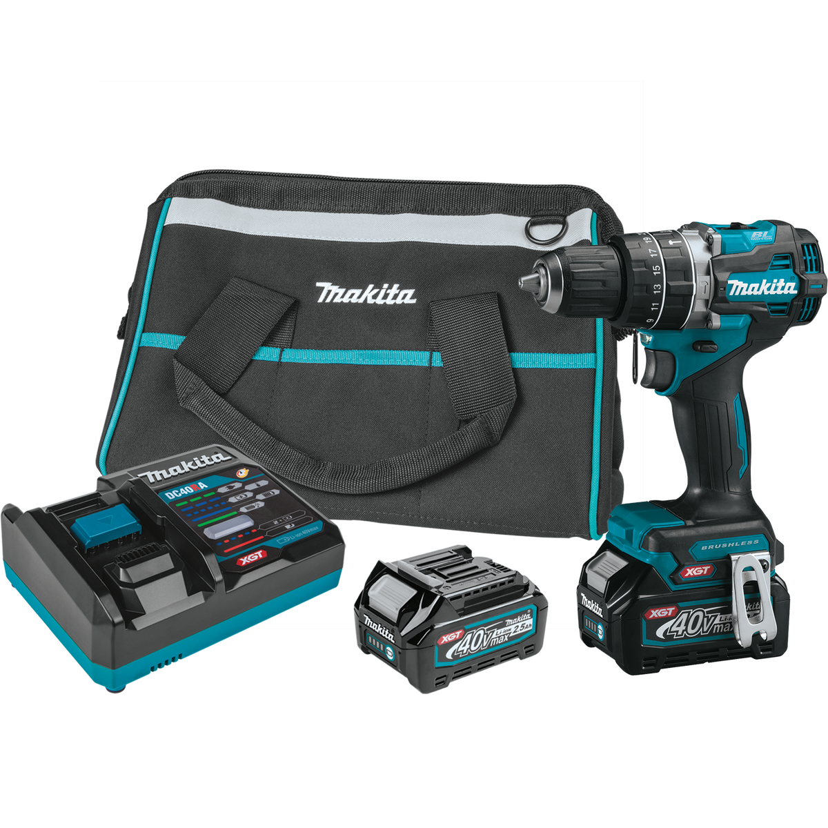 Makita (GPH02D) 40V MAX XGT Compact Brushless Cordless 1/2" Hammer Driver-Drill Kit (2.5Ah) - GPH02D