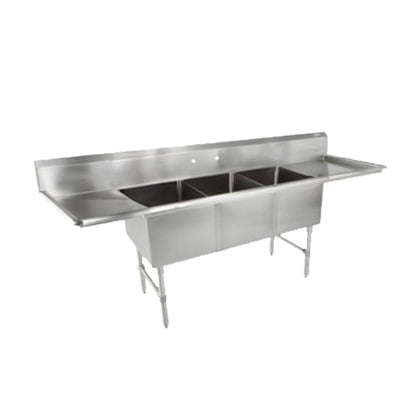 John Boos 3B244-1D24L Three-Compartment Sink with 24" Left Drainboard - JB3B2441D24L