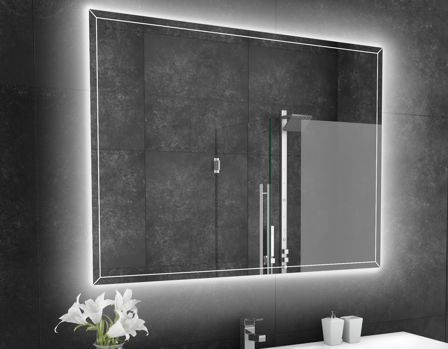 Paris Mirror 48" x 36" Rectangle Athena Dual Lighted Mirror 3000K - ATHEX48363000