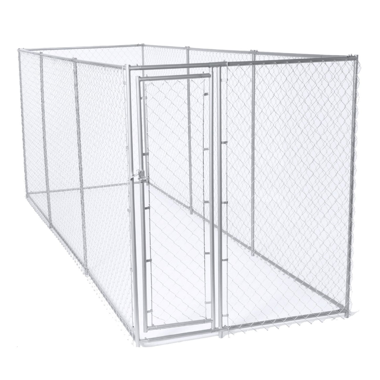 Lucky Dog 10' x 10' Chain Link Dog Kennel (2 Pack) & Waterproof Roof Cover - 174393