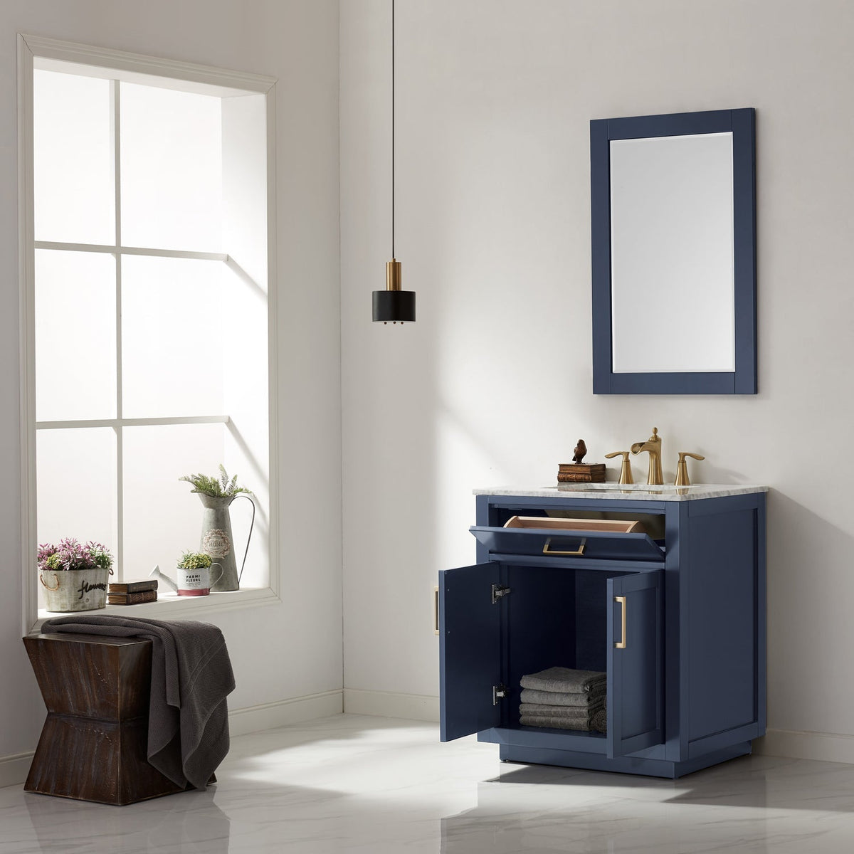 Altair Designs 30" single vanity with top - 531030-WH-CA-NM