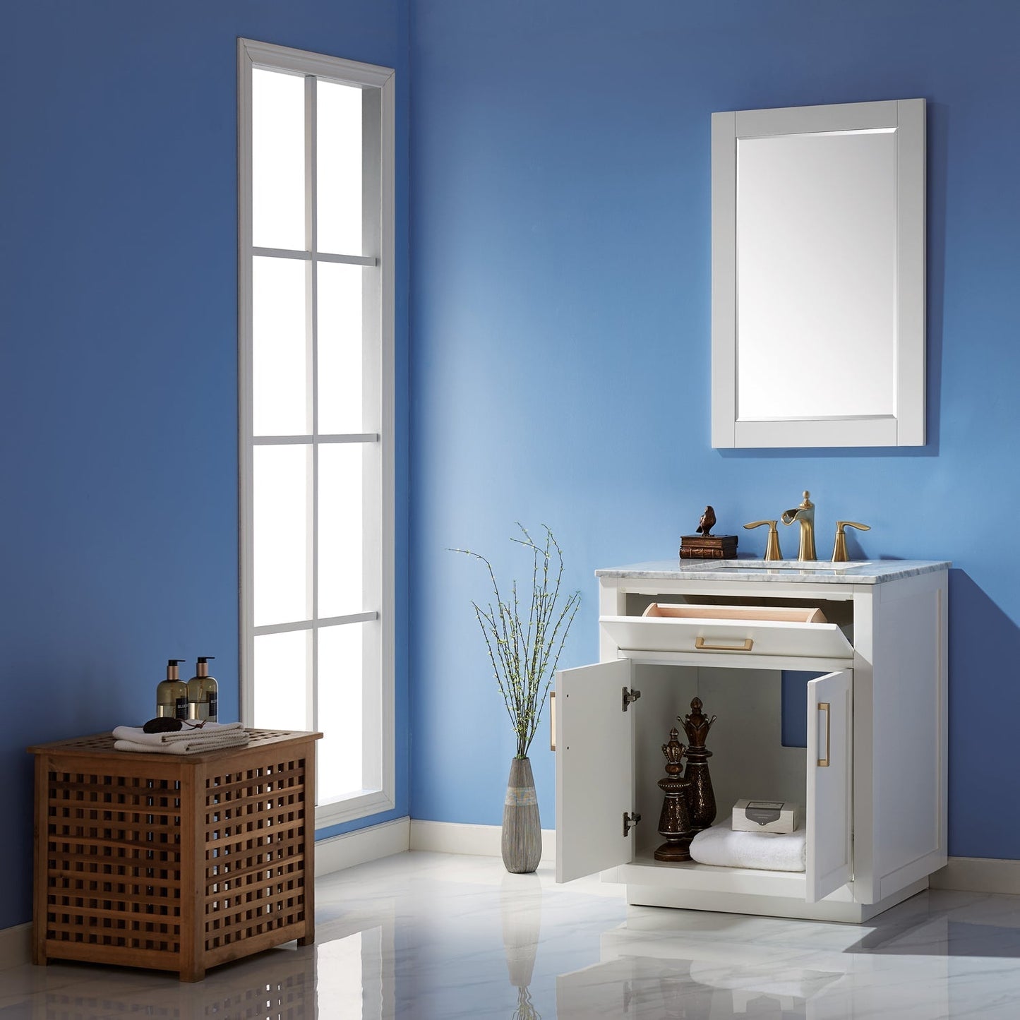Altair Designs 30" single vanity with top - 531030-WH-CA-NM