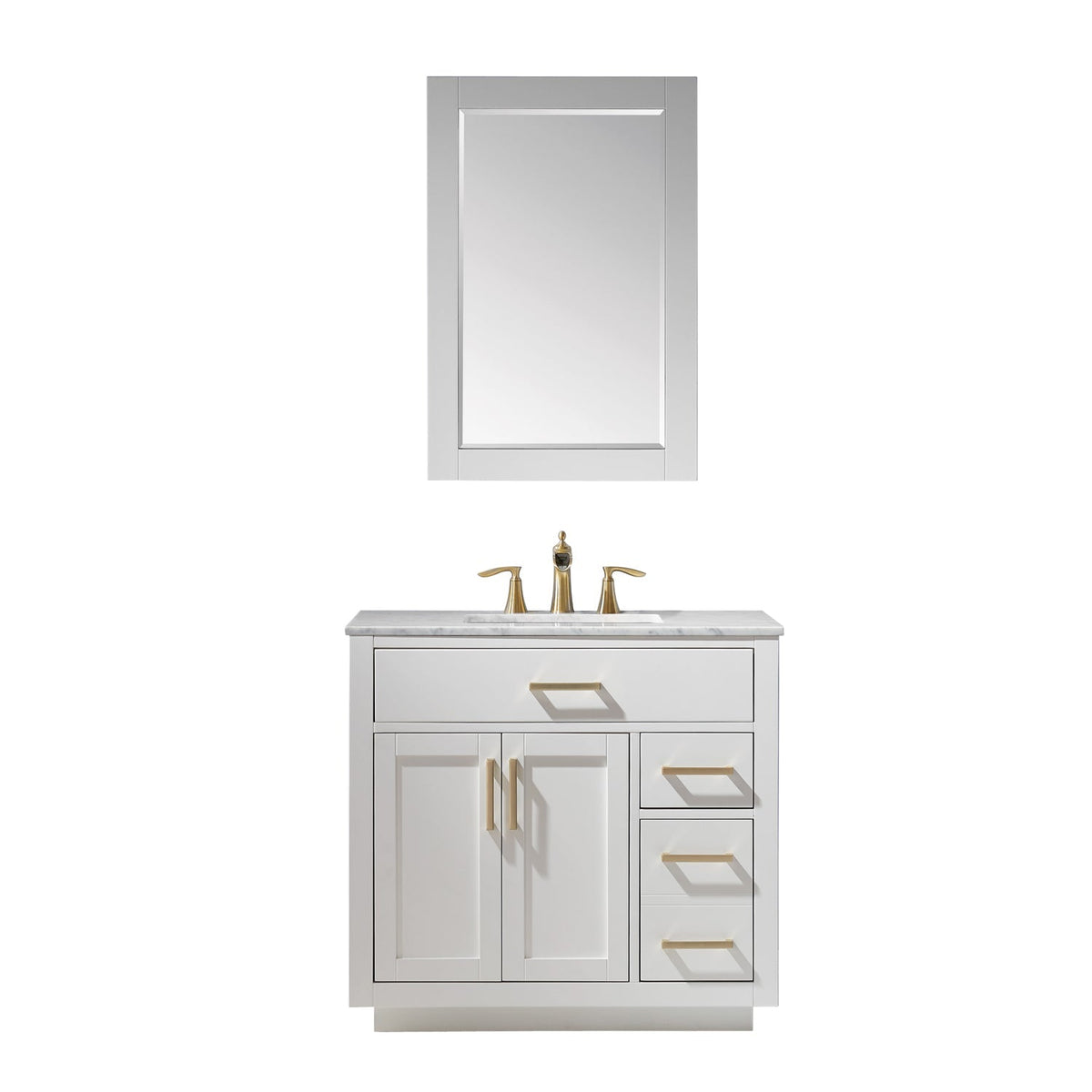 Altair Designs 36" single vanity with top - 531036-WH-CA-NM